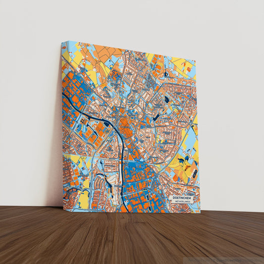 Doetinchem Netherlands Colorful City Map Canvas Print