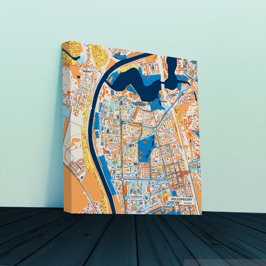 Долгопрудный Russia Colorful City Map Canvas Print