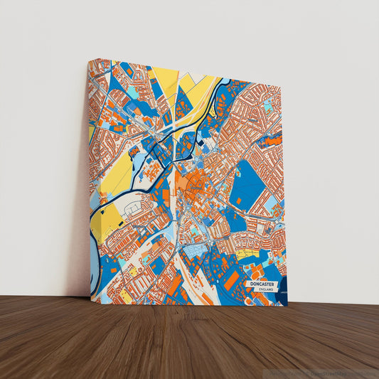 Doncaster England Colorful City Map Canvas Print
