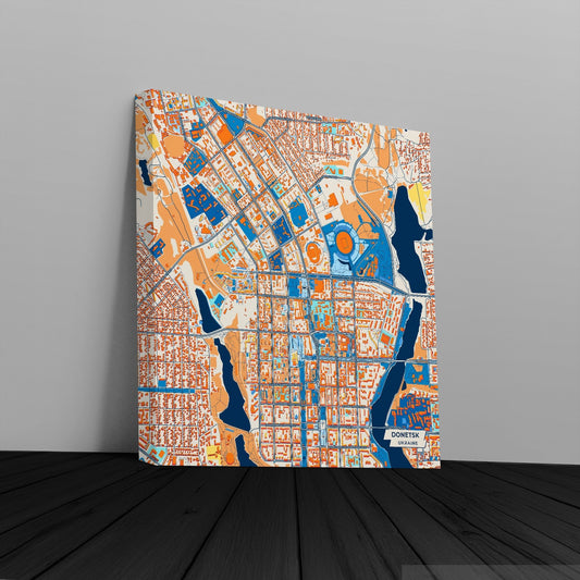 Донецьк Ukraine Colorful City Map Canvas Print
