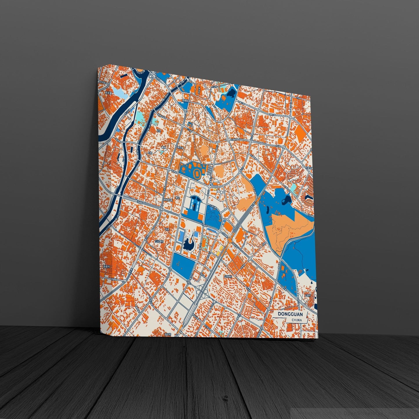 Dongguan China Colorful City Map Canvas Print