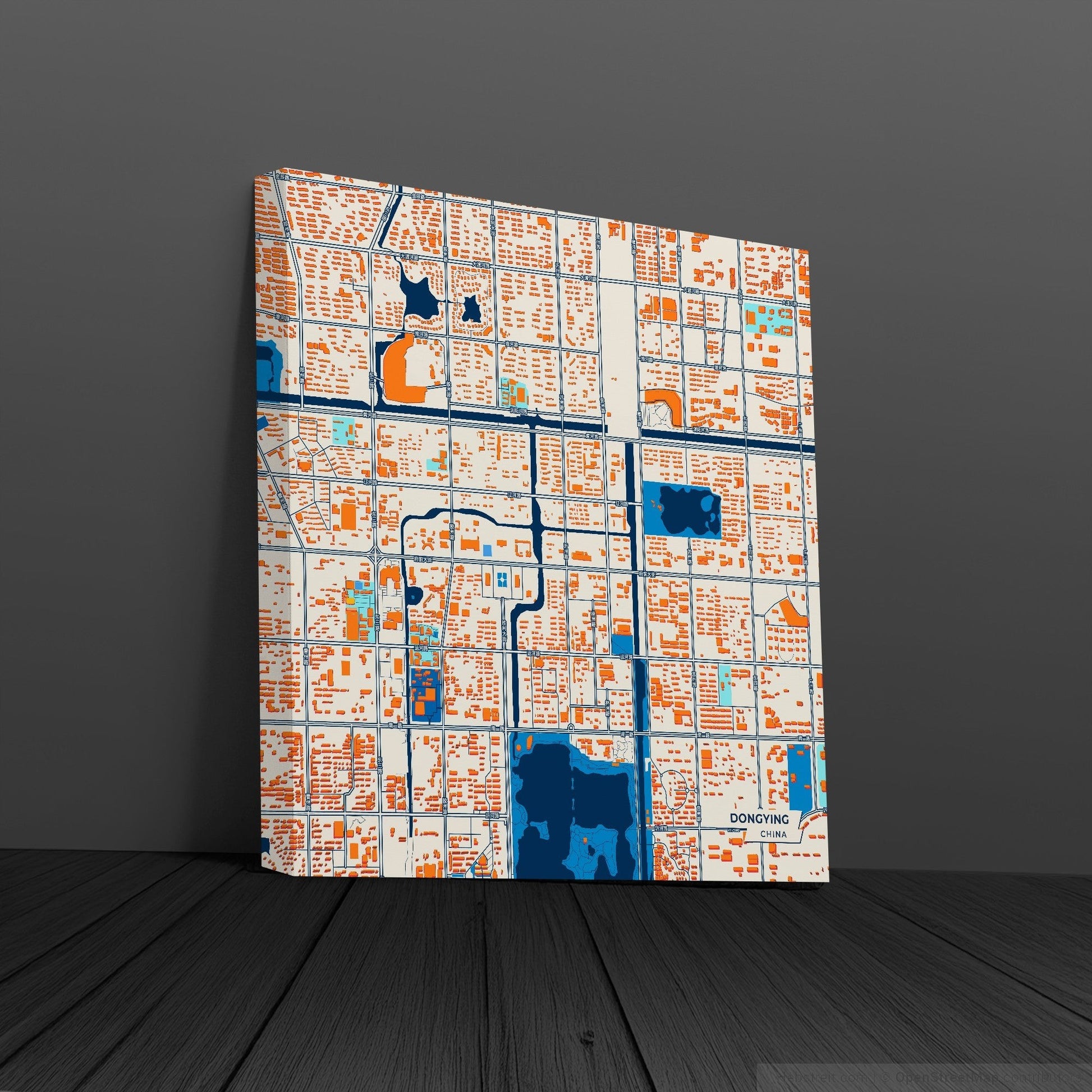 Dongying China Colorful City Map Canvas Print