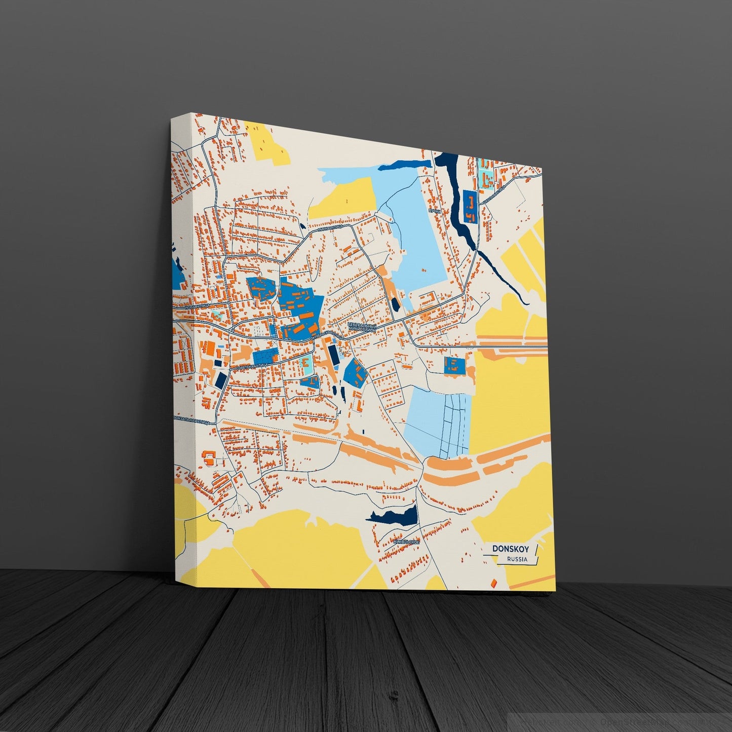 Донской Russia Colorful City Map Canvas Print