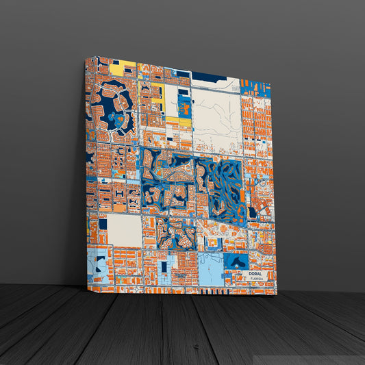 Doral Florida Colorful City Map Canvas Print