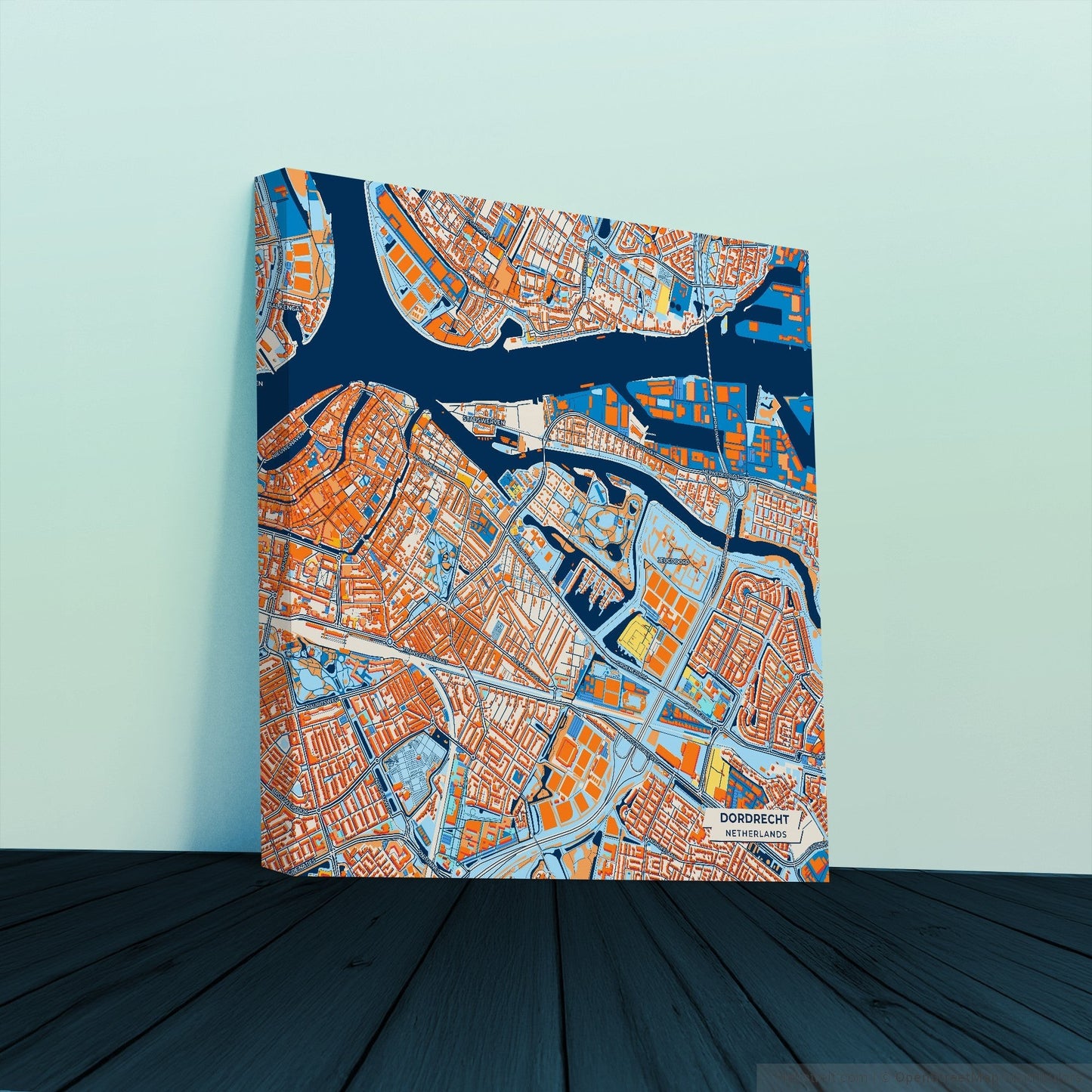 Dordrecht Netherlands Colorful City Map Canvas Print