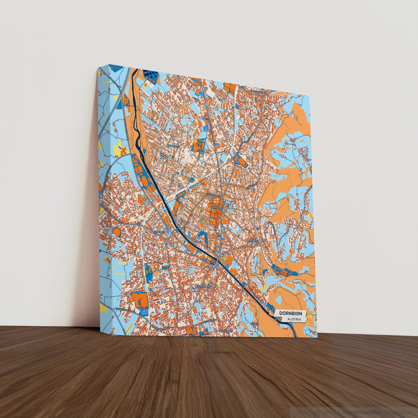Dornbirn Austria Colorful City Map Canvas Print