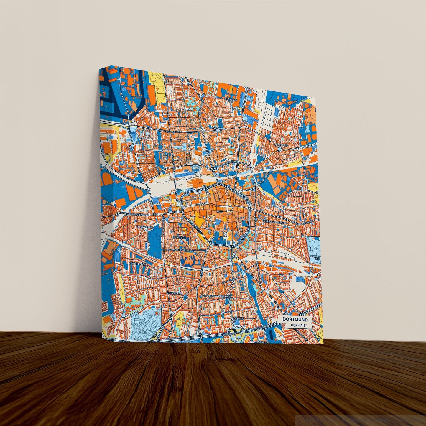 Dortmund Germany Colorful City Map Canvas Print
