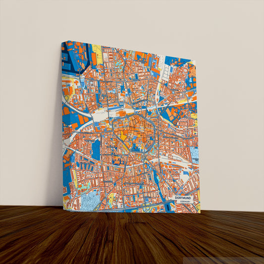 Dortmund Germany Colorful City Map Canvas Print