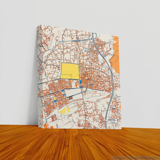 Dörtyol Turkey Colorful City Map Canvas Print