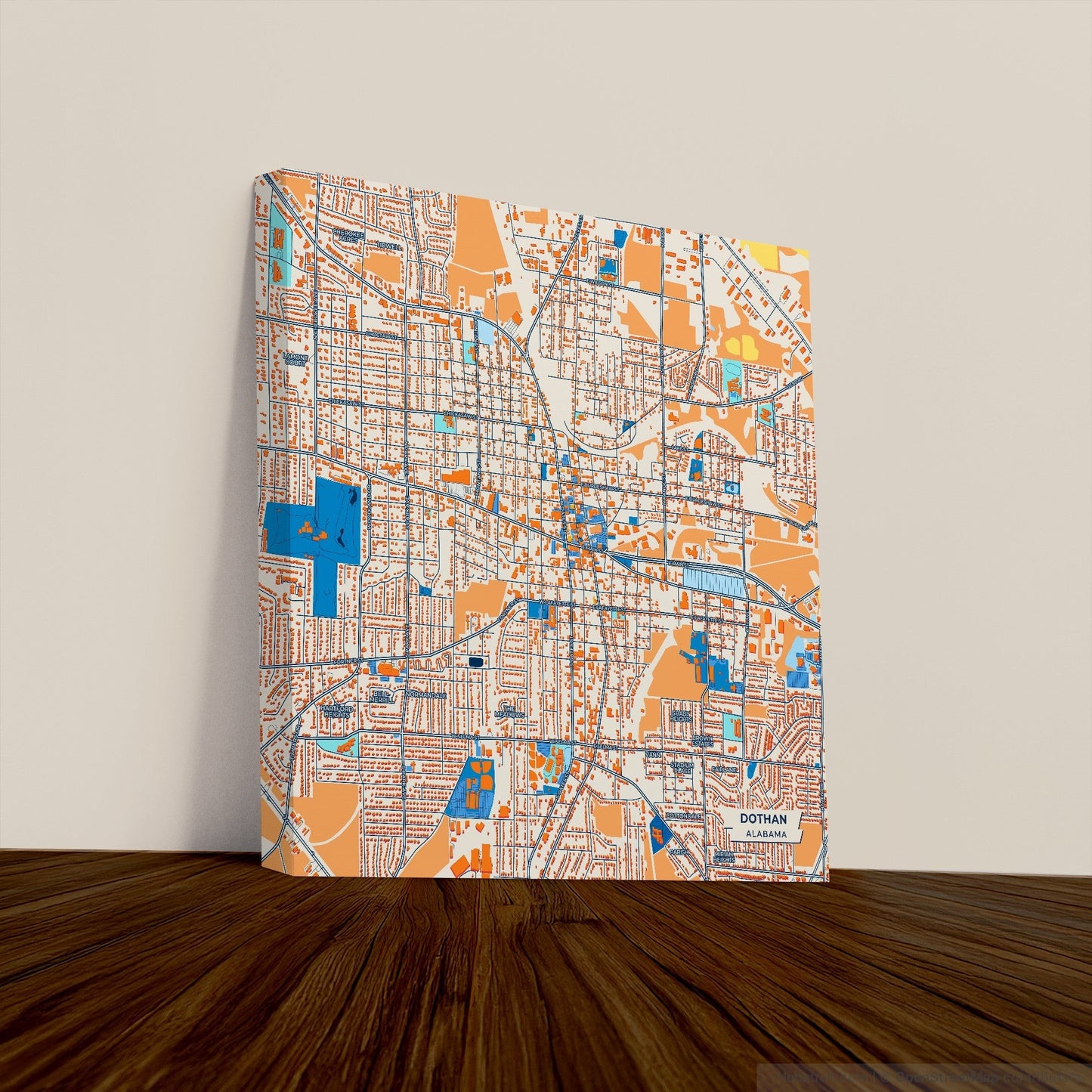 Dothan Alabama Colorful City Map Canvas Print
