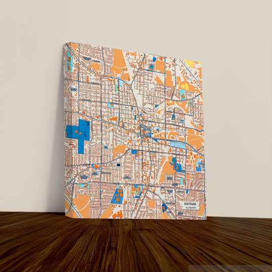 Dothan Alabama Colorful City Map Canvas Print