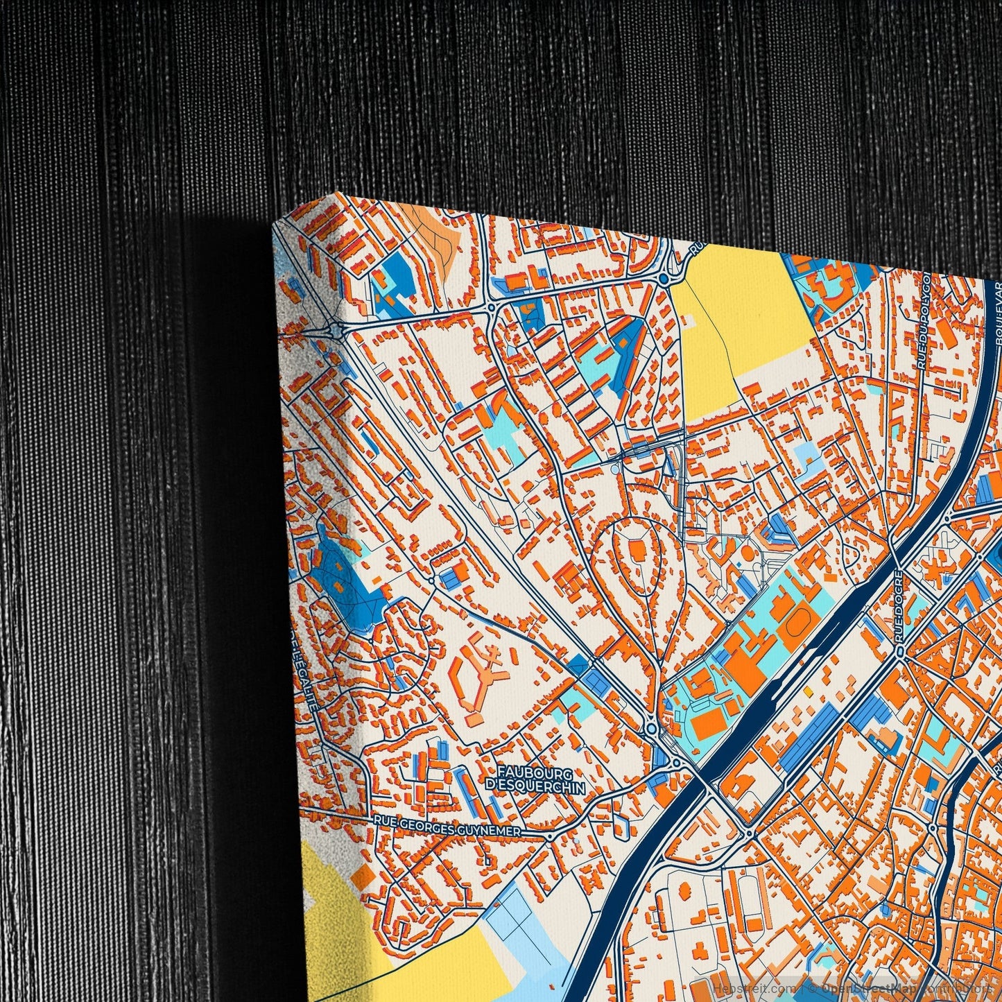 Douai France Colorful City Map Canvas Print Detail