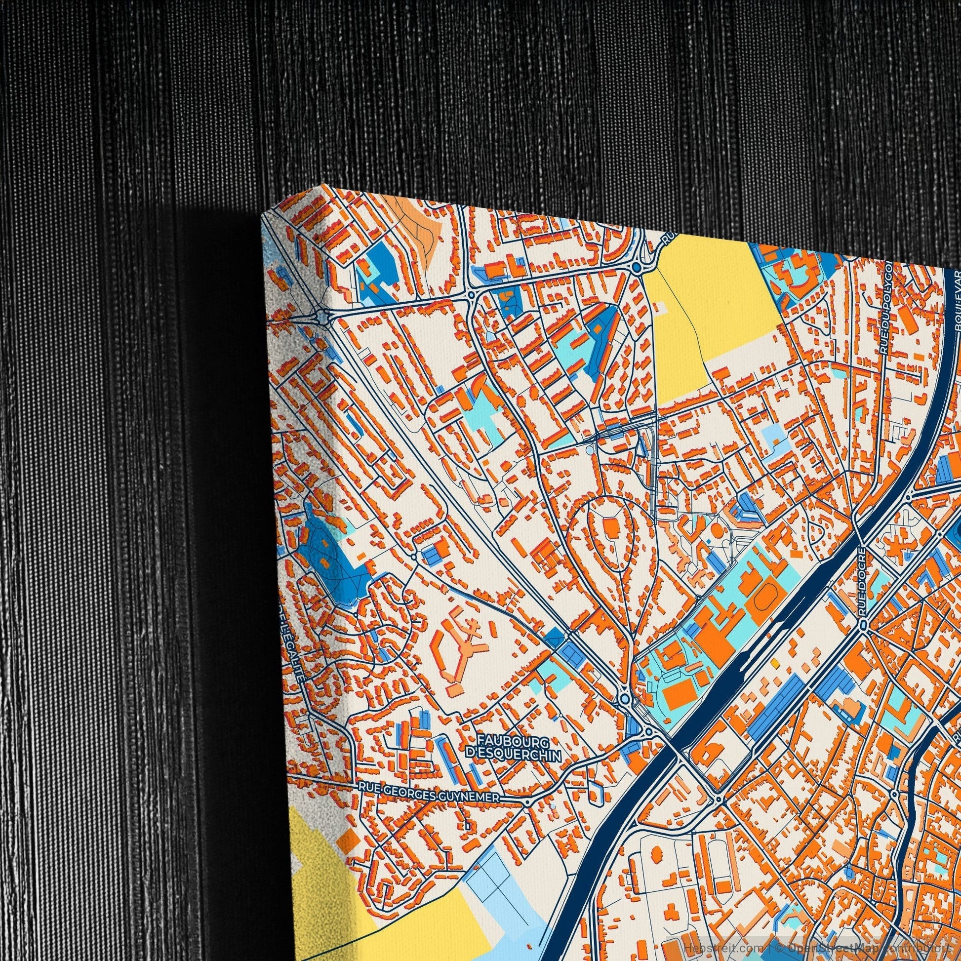 Douai France Colorful City Map Canvas Print Detail