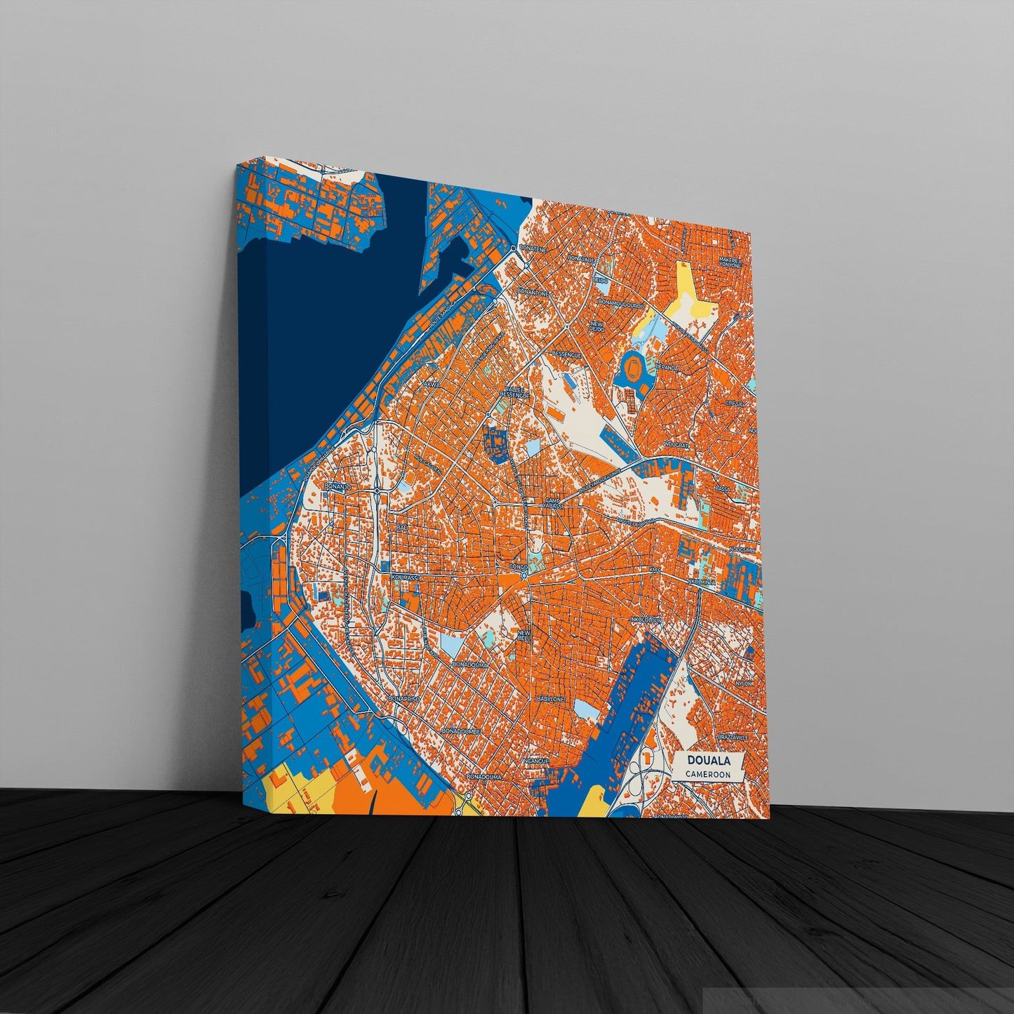 Douala Cameroon Colorful City Map Canvas Print
