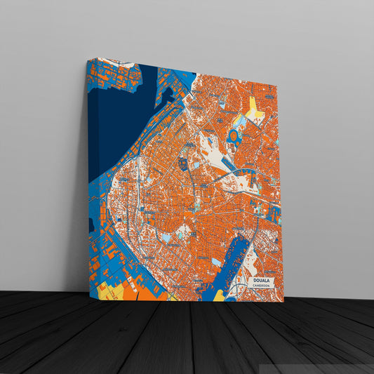 Douala Cameroon Colorful City Map Canvas Print