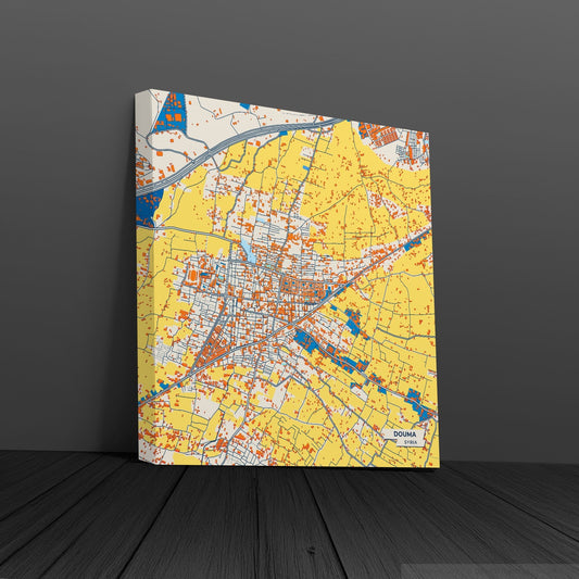 Douma Syria Colorful City Map Canvas Print