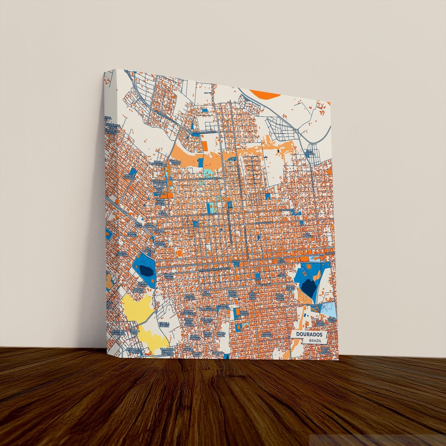 Dourados Brazil Colorful City Map Canvas Print