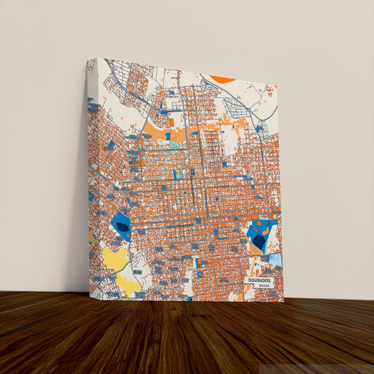 Dourados Brazil Colorful City Map Canvas Print