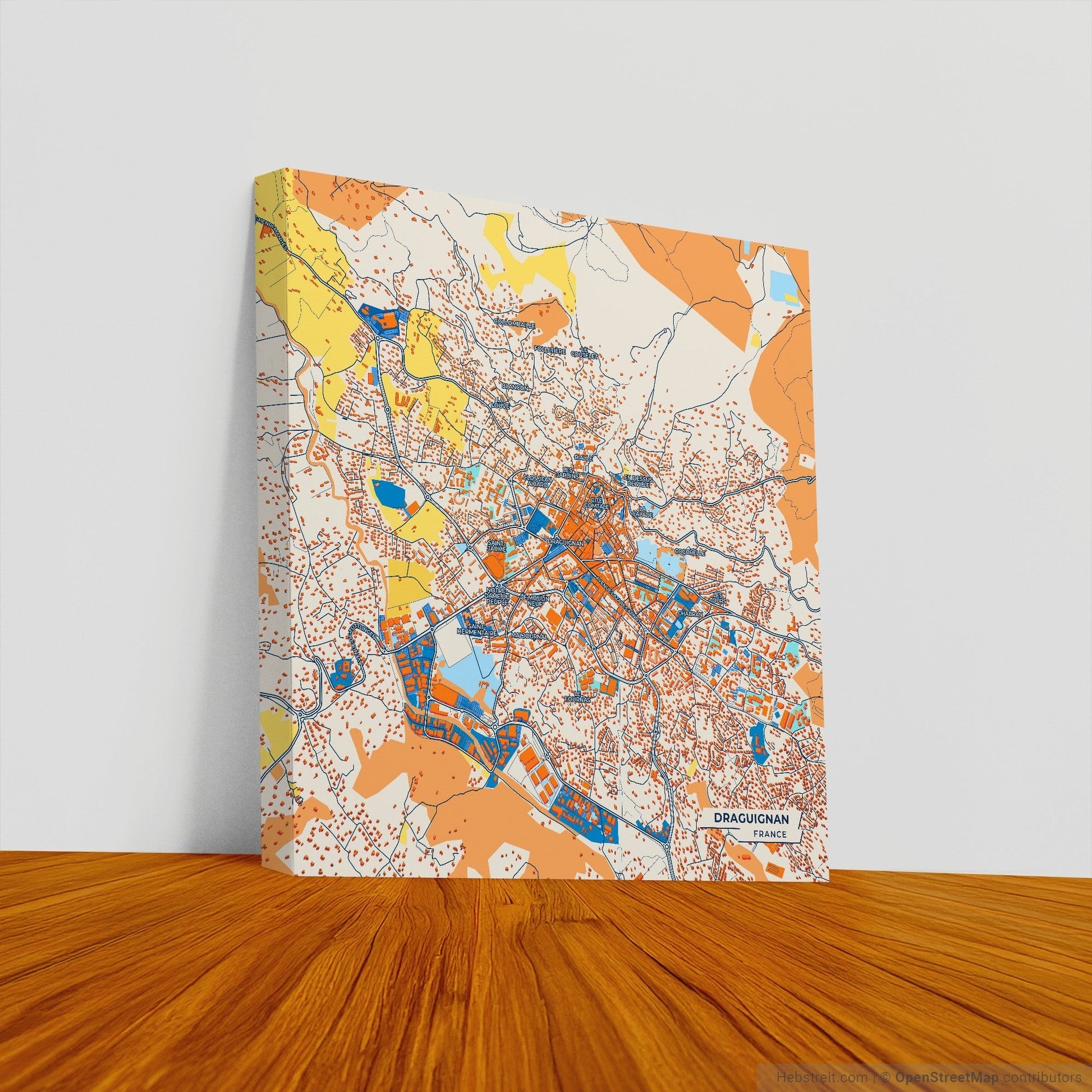 Draguignan France Colorful City Map Canvas Print