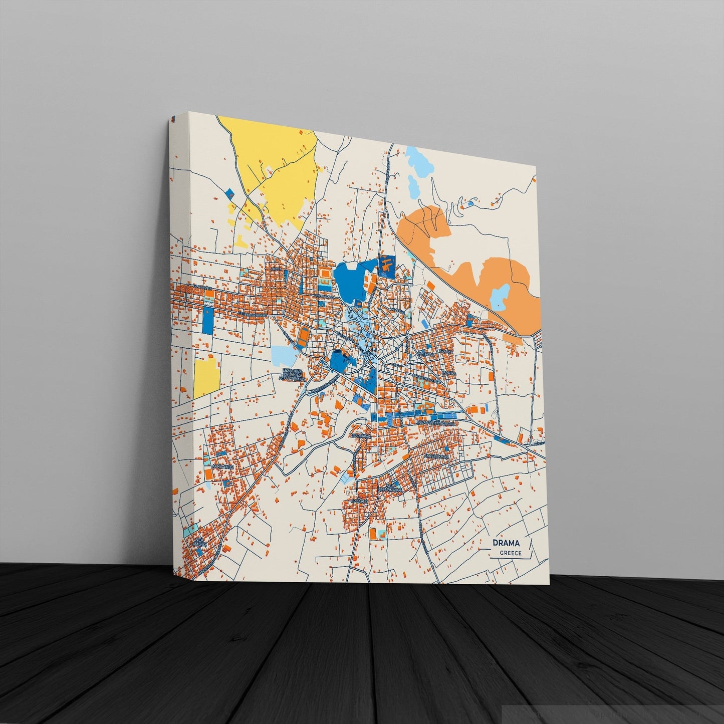 Δραμα Greece Colorful City Map Canvas Print