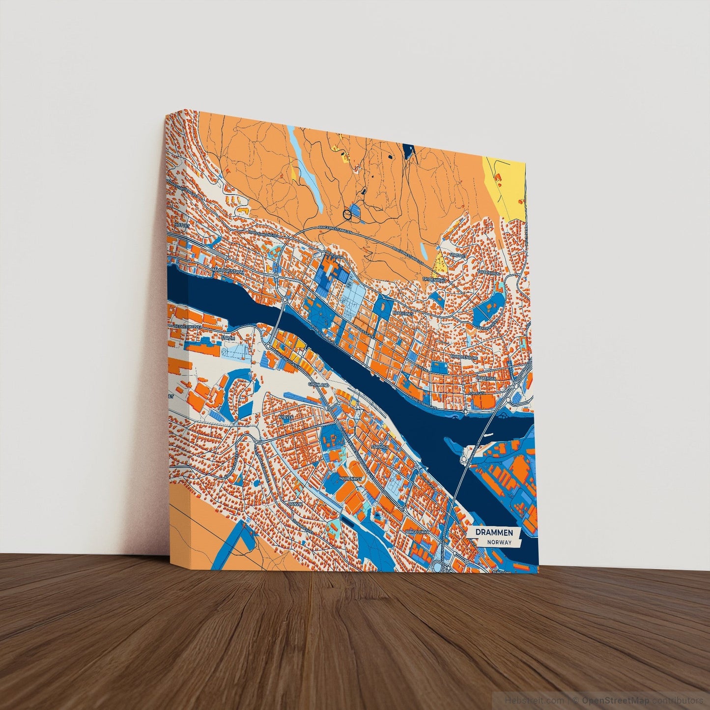 Drammen Norway Colorful City Map Canvas Print