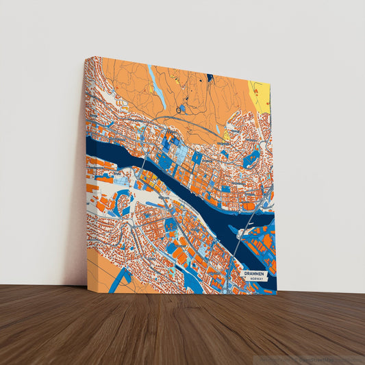 Drammen Norway Colorful City Map Canvas Print
