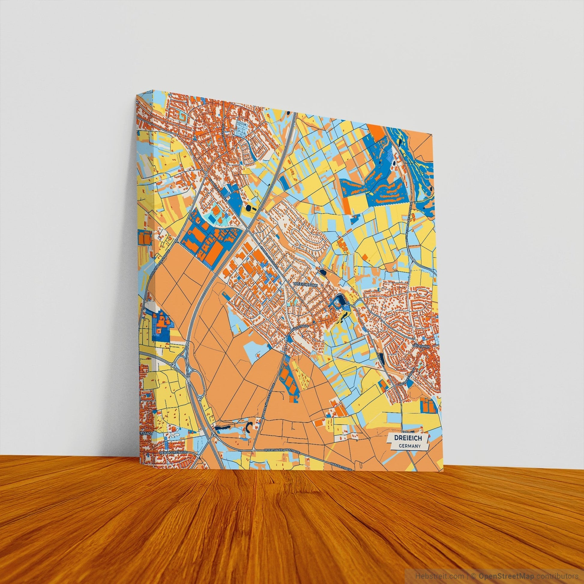 Dreieich Germany Colorful City Map Canvas Print