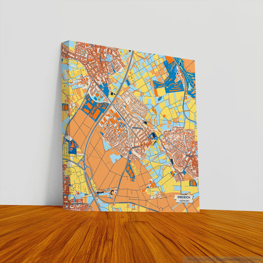 Dreieich Germany Colorful City Map Canvas Print