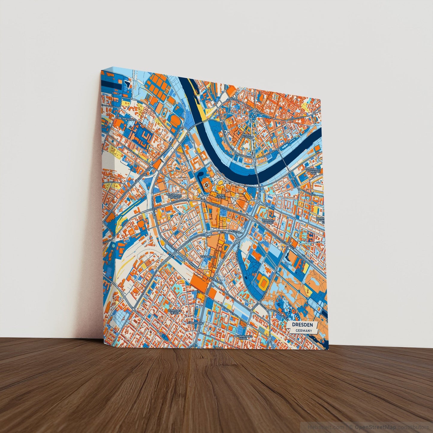 Dresden Germany Colorful City Map Canvas Print
