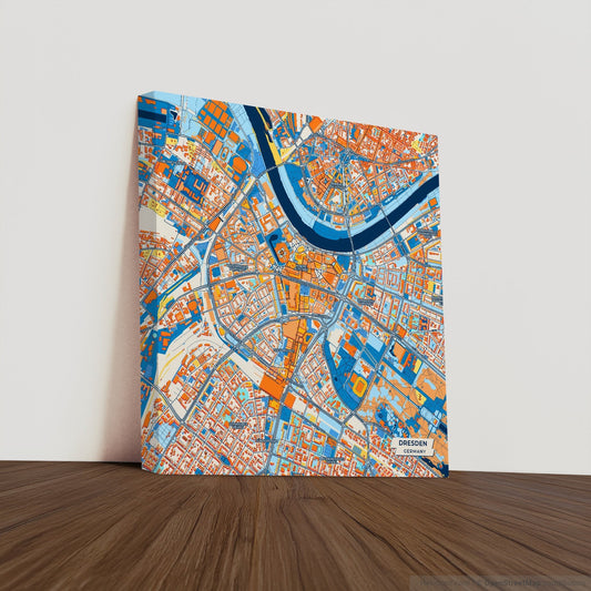 Dresden Germany Colorful City Map Canvas Print