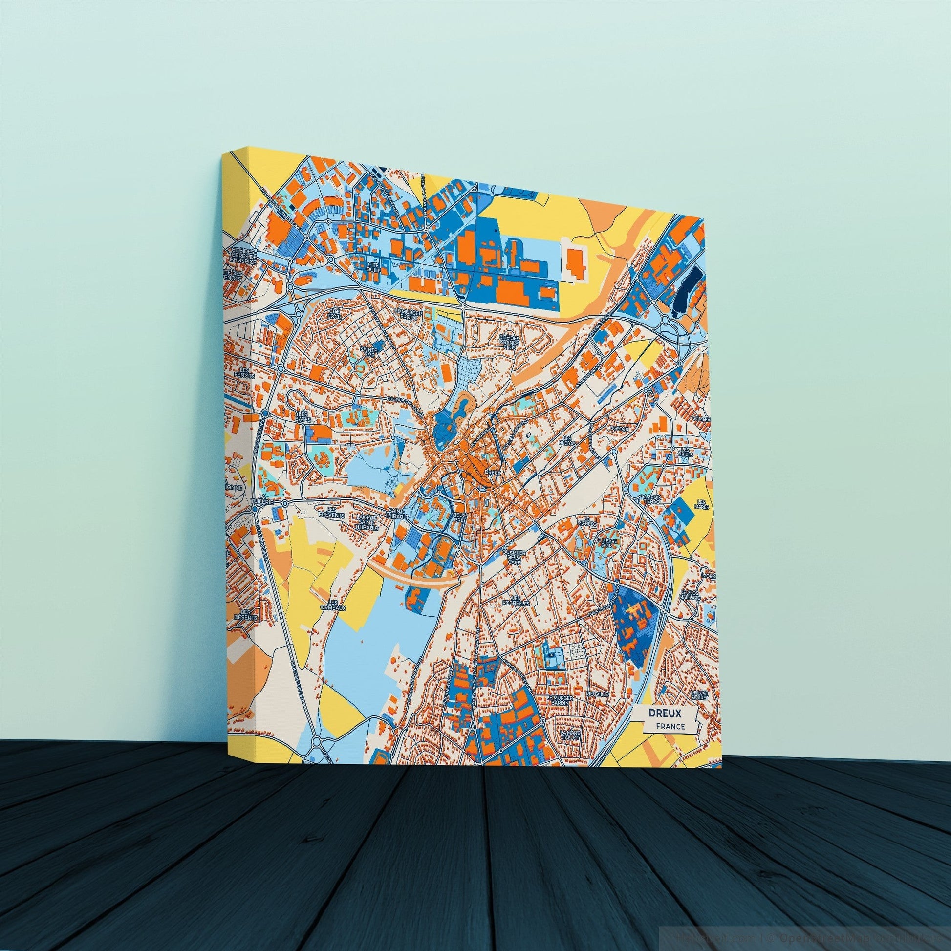 Dreux France Colorful City Map Canvas Print