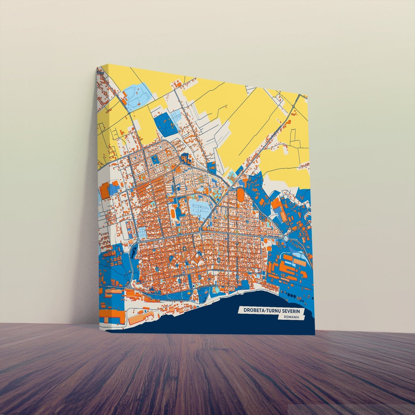 Drobeta-Turnu Severin Romania Colorful City Map Canvas Print