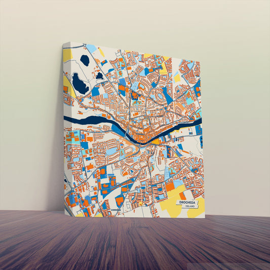 Drogheda Ireland Colorful City Map Canvas Print