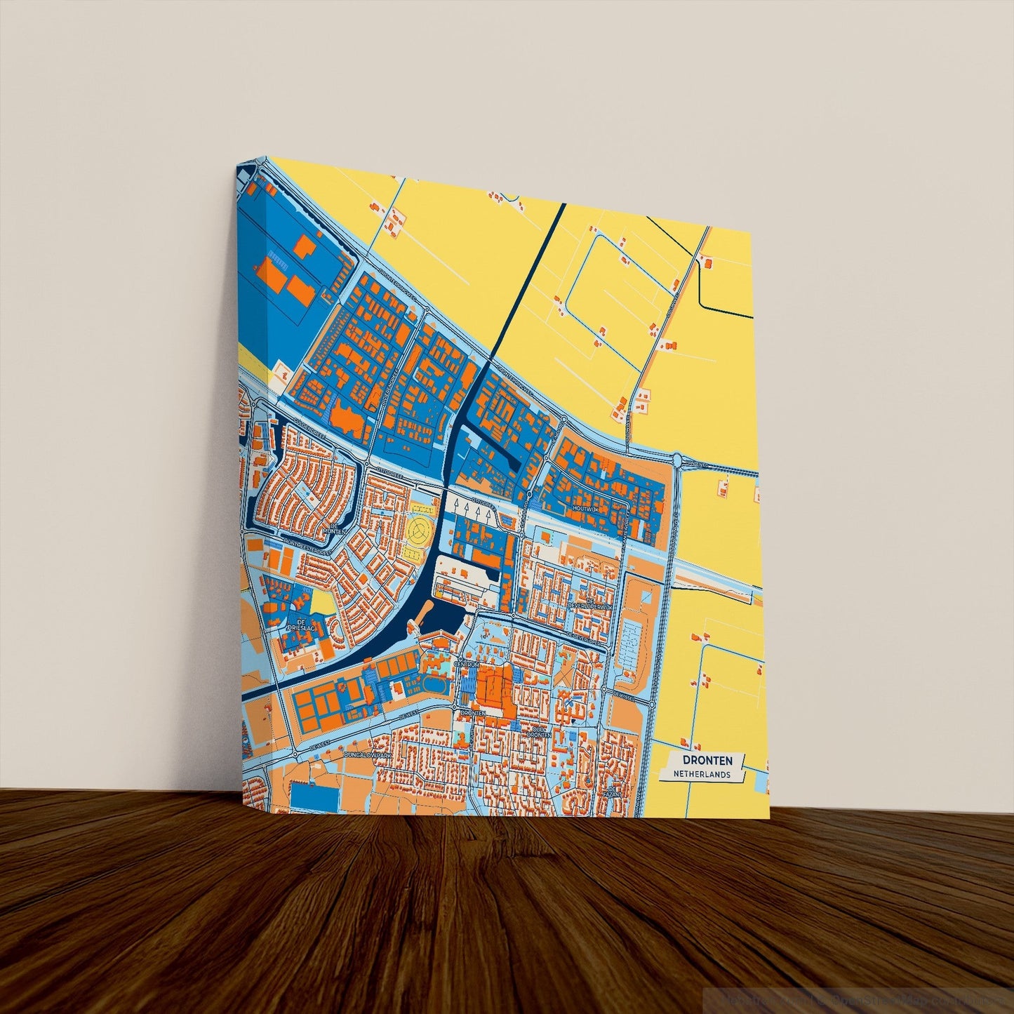 Dronten Netherlands Colorful City Map Canvas Print