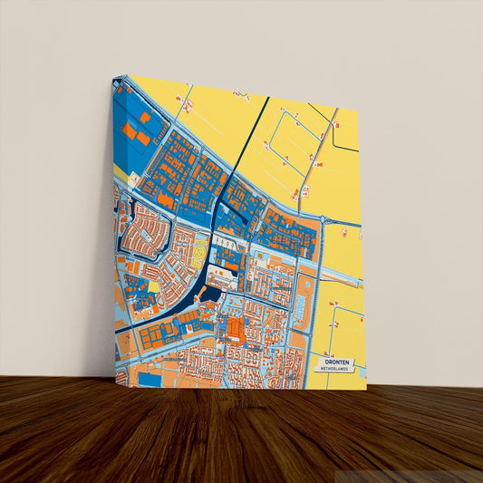 Dronten Netherlands Colorful City Map Canvas Print
