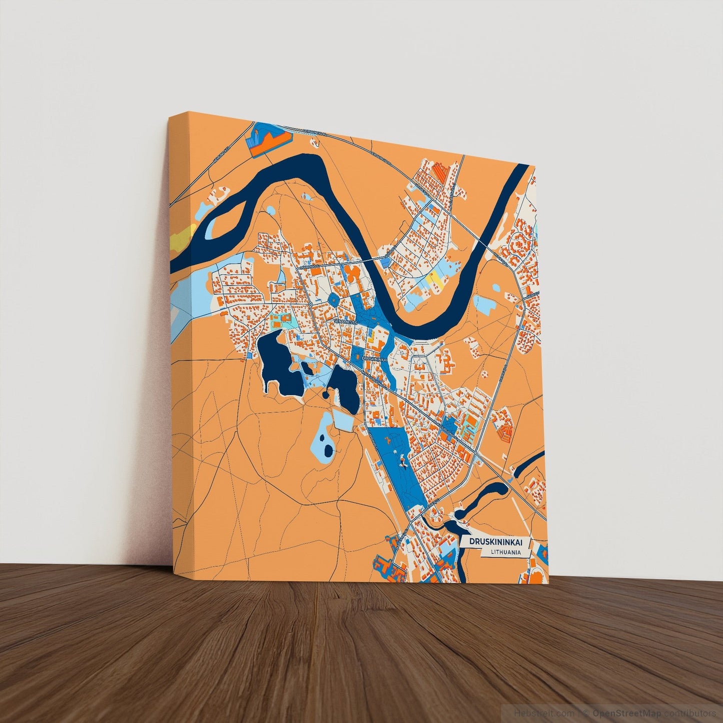 Druskininkai Lithuania Colorful City Map Canvas Print