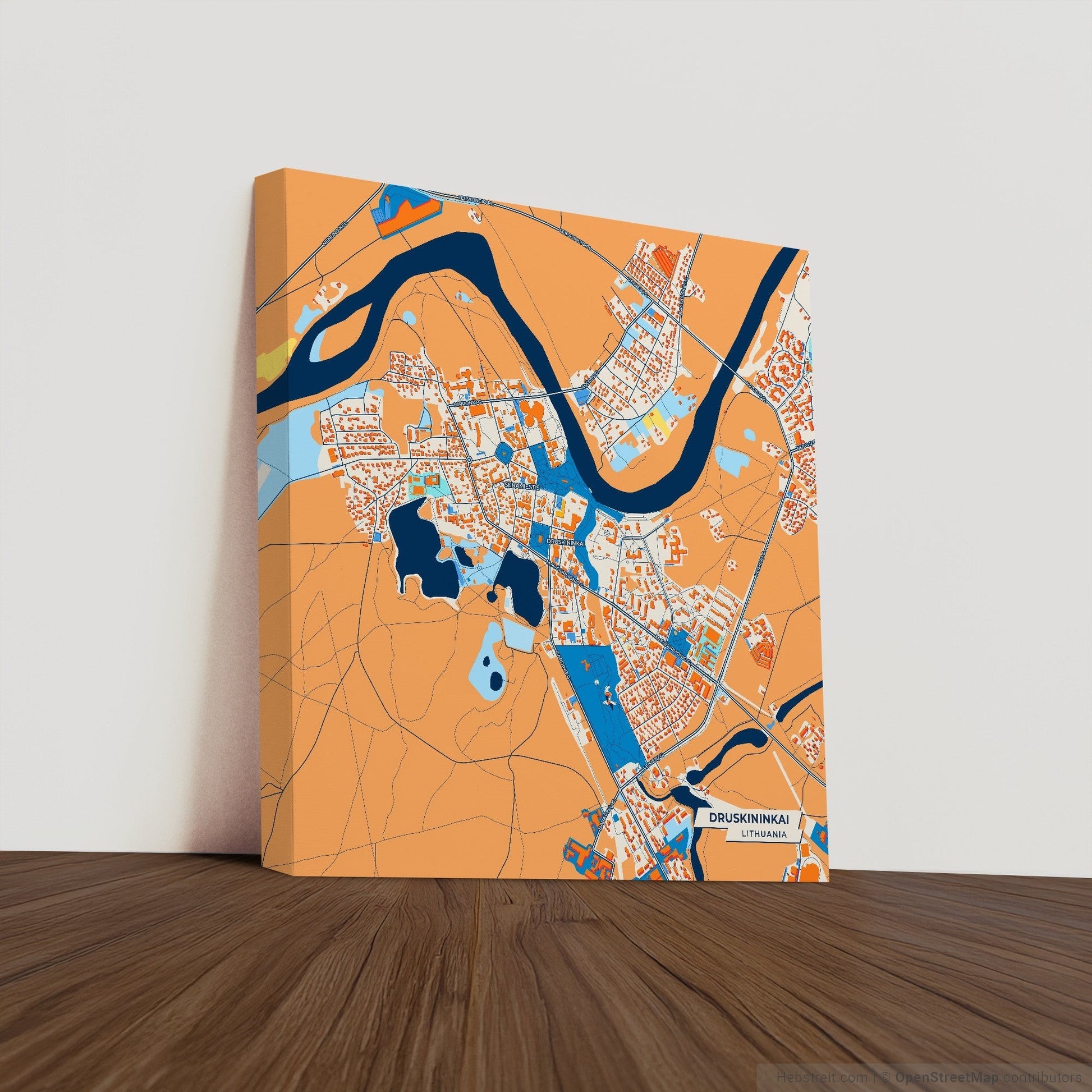 Druskininkai Lithuania Colorful City Map Canvas Print