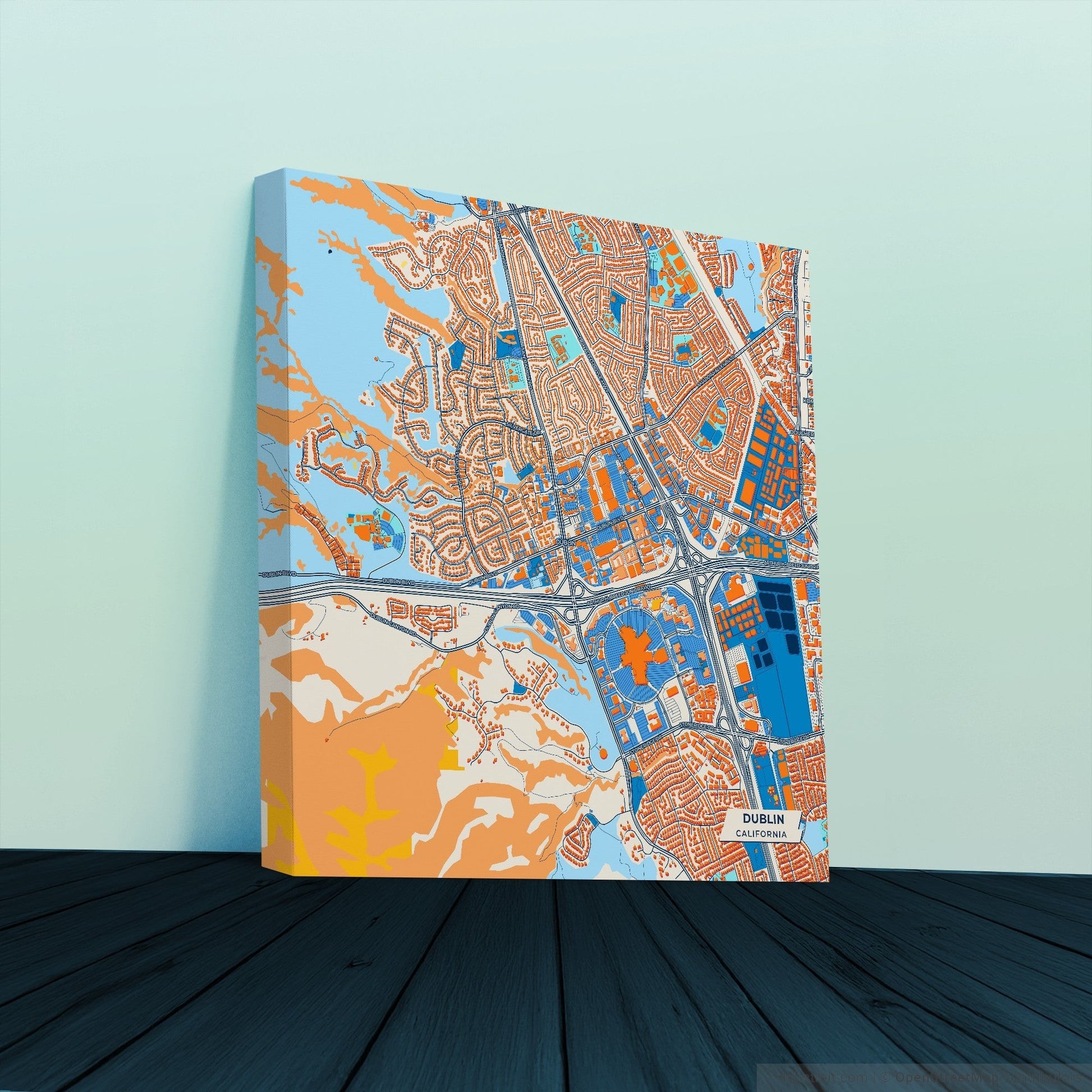 Dublin California Colorful City Map Canvas Print