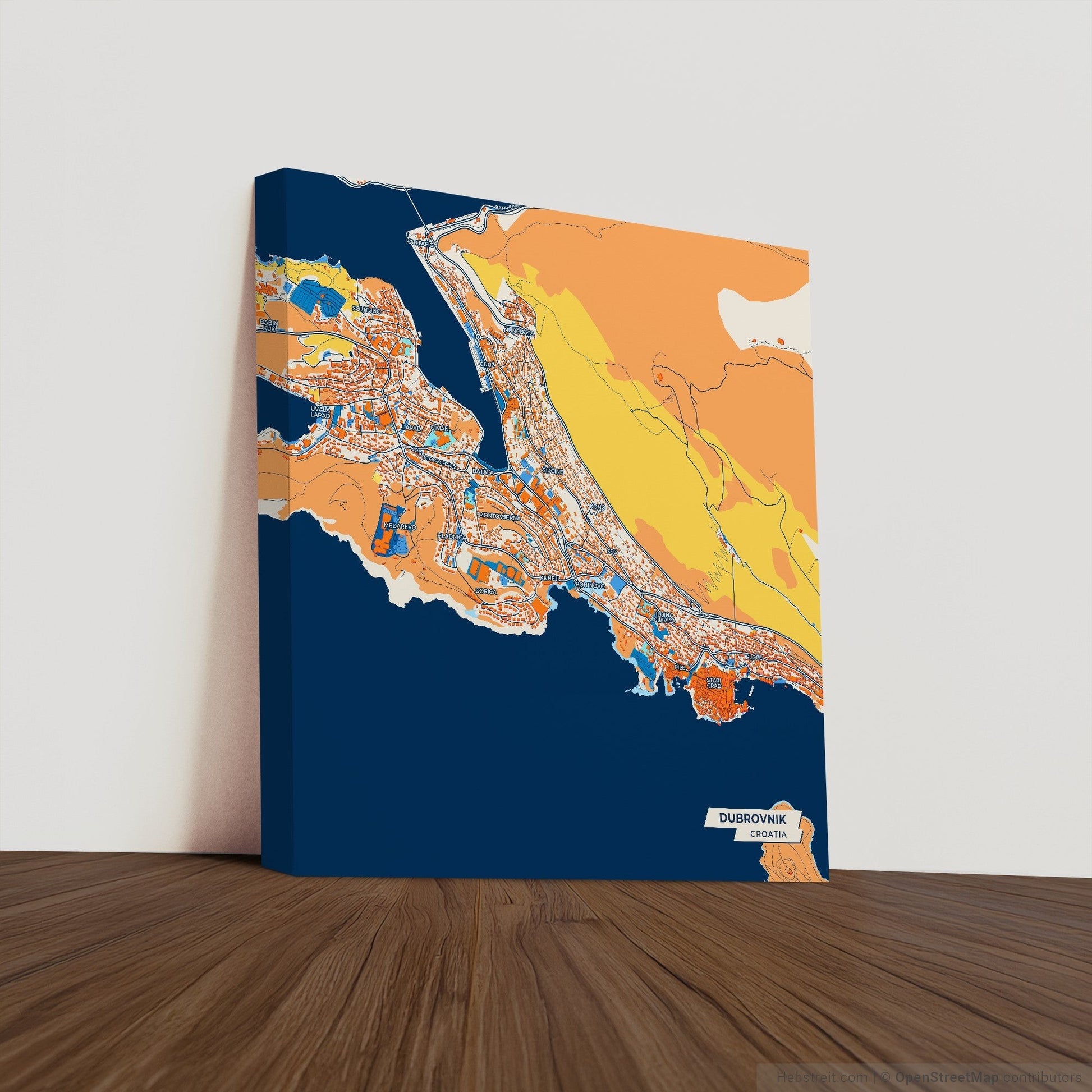 Dubrovnik Croatia Colorful City Map Canvas Print