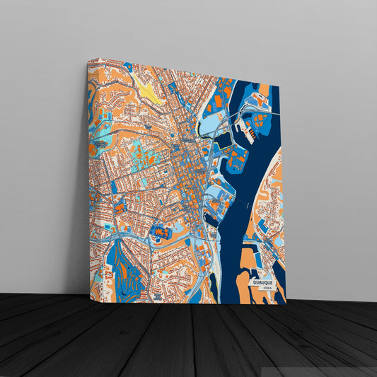 Dubuque Iowa Colorful City Map Canvas Print