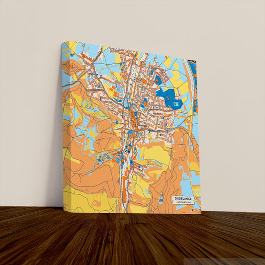 Dudelange Luxembourg Colorful City Map Canvas Print