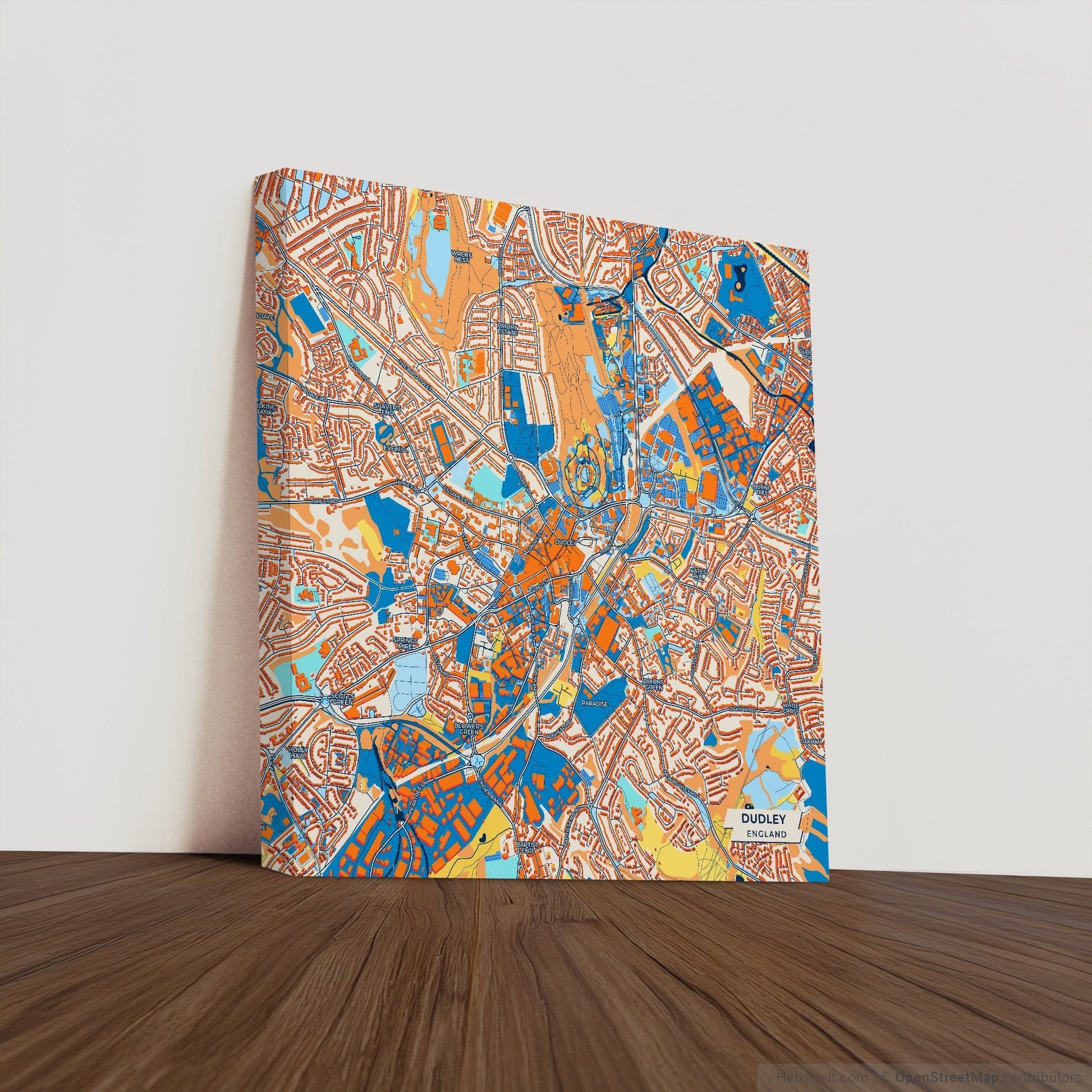 Dudley England Colorful City Map Canvas Print