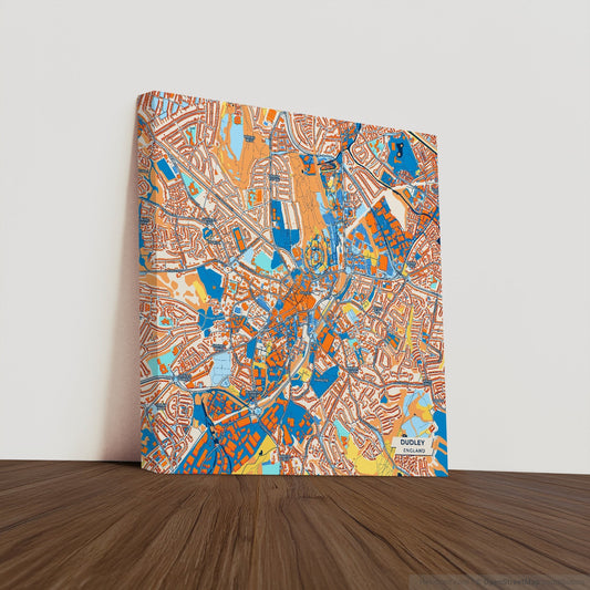 Dudley England Colorful City Map Canvas Print