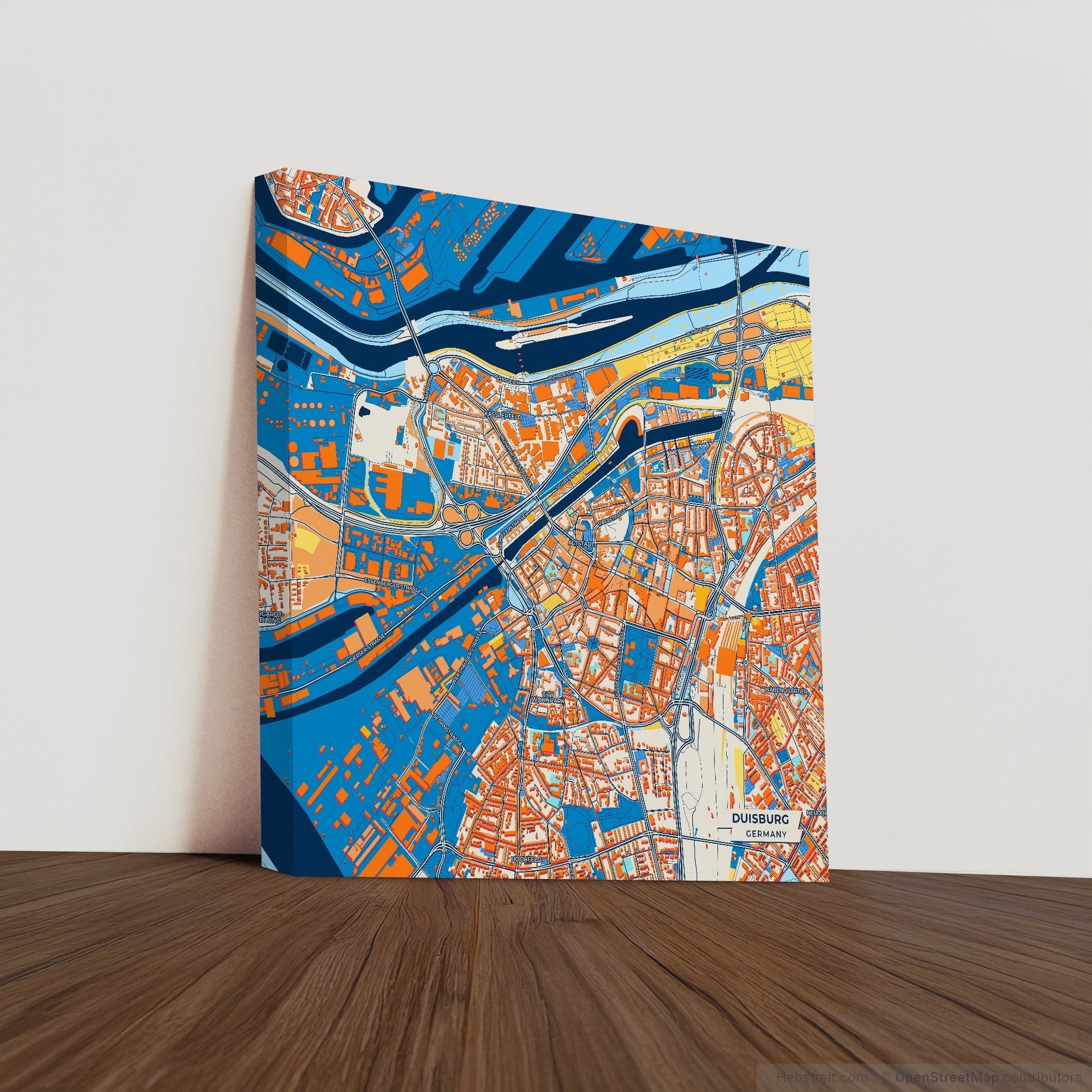 Duisburg Germany Colorful City Map Canvas Print