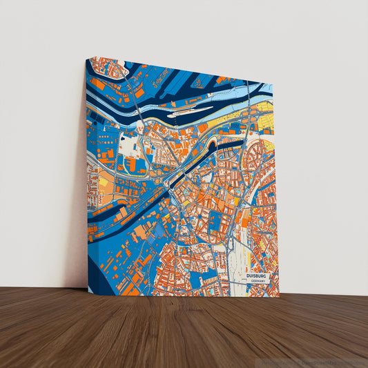 Duisburg Germany Colorful City Map Canvas Print