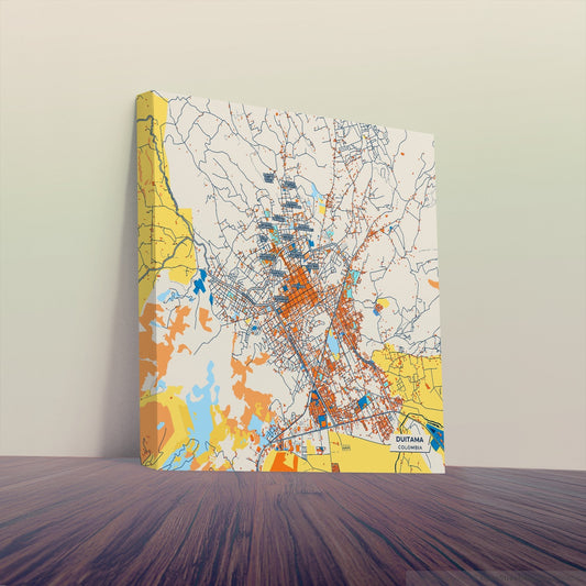 Duitama Colombia Colorful City Map Canvas Print