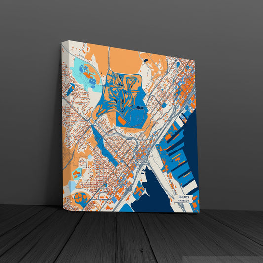Duluth Minnesota Colorful City Map Canvas Print