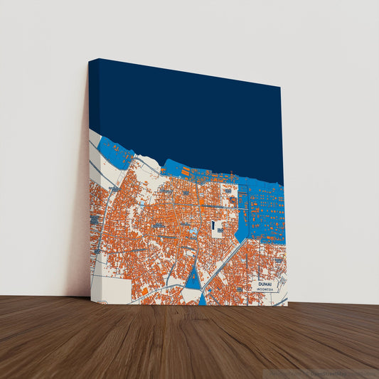 Dumai Indonesia Colorful City Map Canvas Print