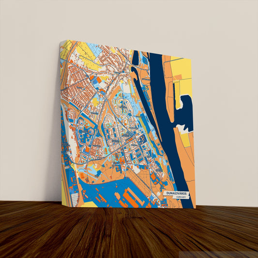 Dunaújváros Hungary Colorful City Map Canvas Print
