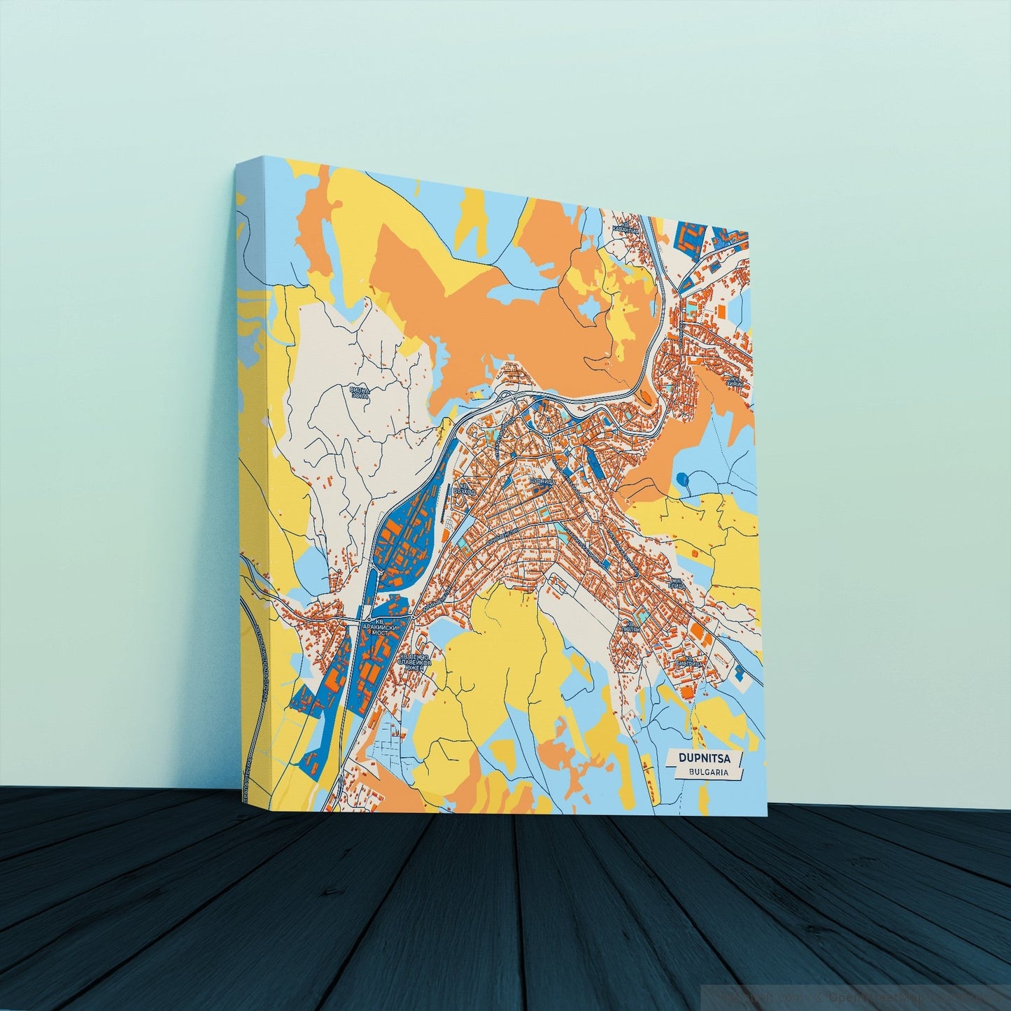 Дупница Bulgaria Colorful City Map Canvas Print